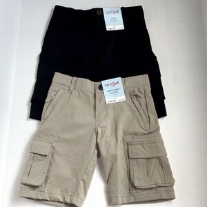 Boy's Cargo Shorts 2 Pair Black and Tan Size 5